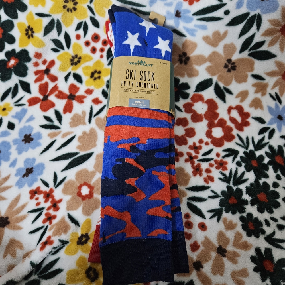 Nordmarkt Blue and Red Camo Ski Socks